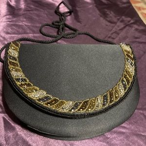 Carolyne Barton clutch bag in evening fabric black with strap